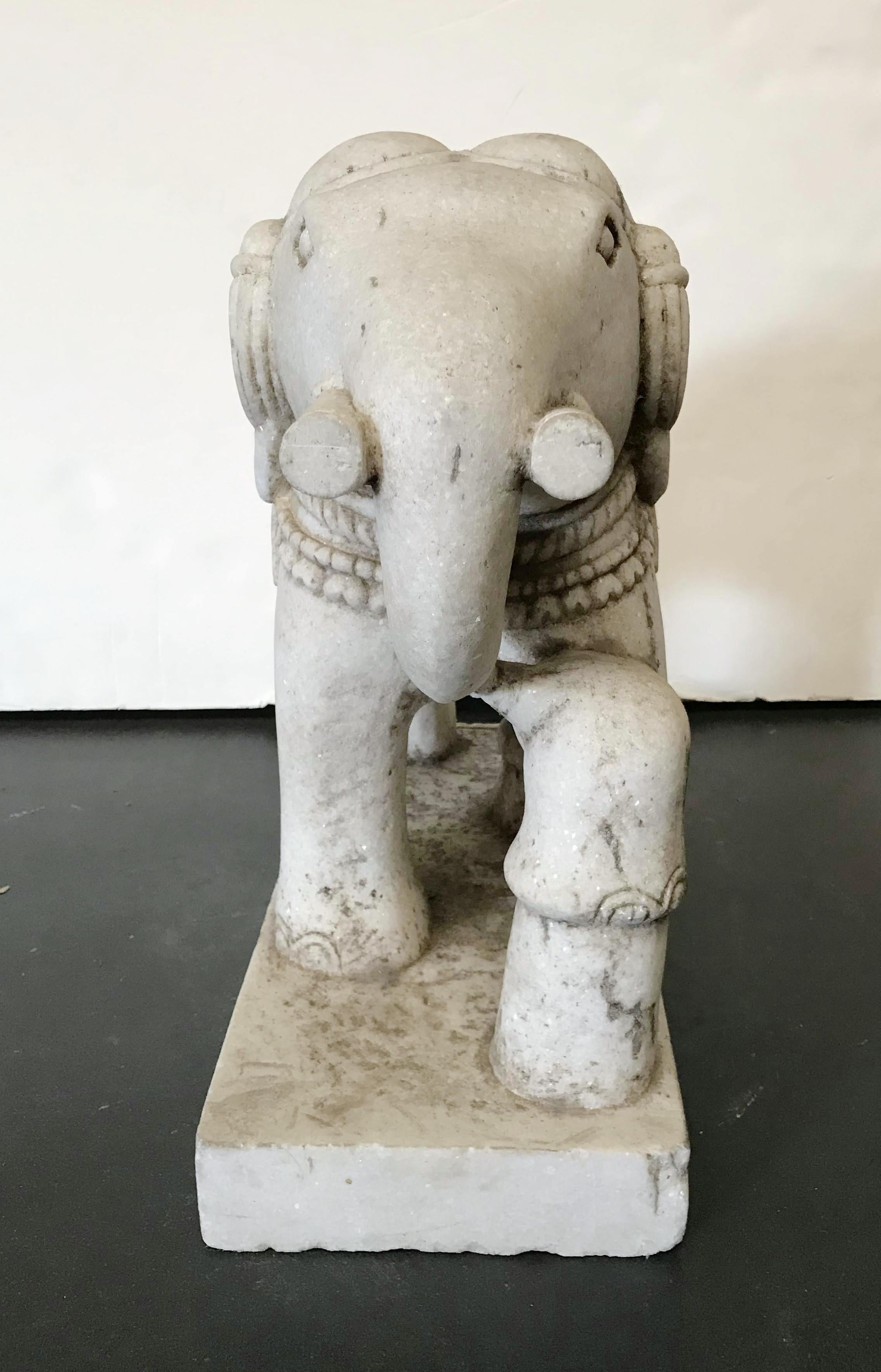 Pair of Stone Elephants In Good Condition For Sale In Los Angeles, CA