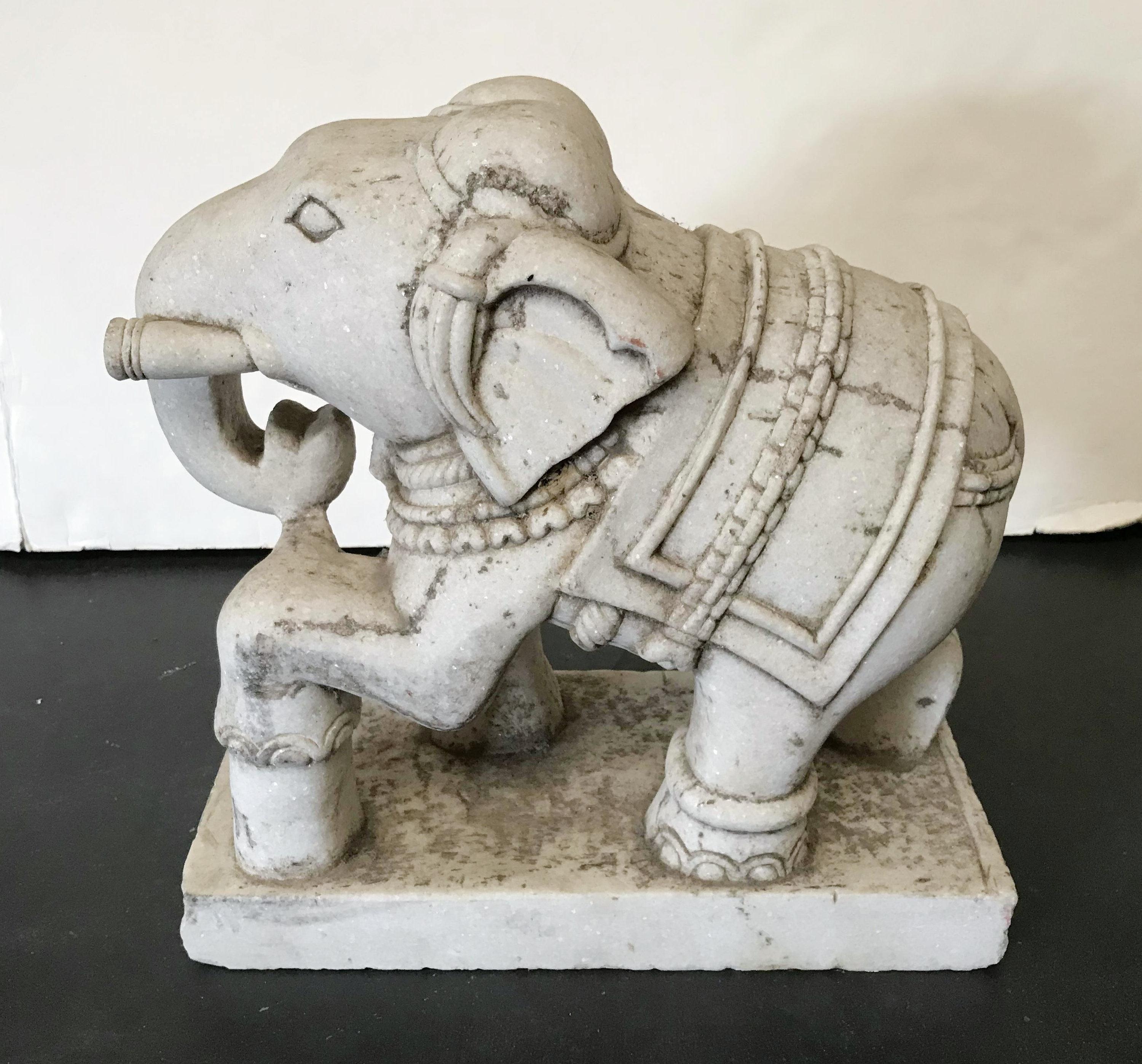 20th Century Pair of Stone Elephants For Sale