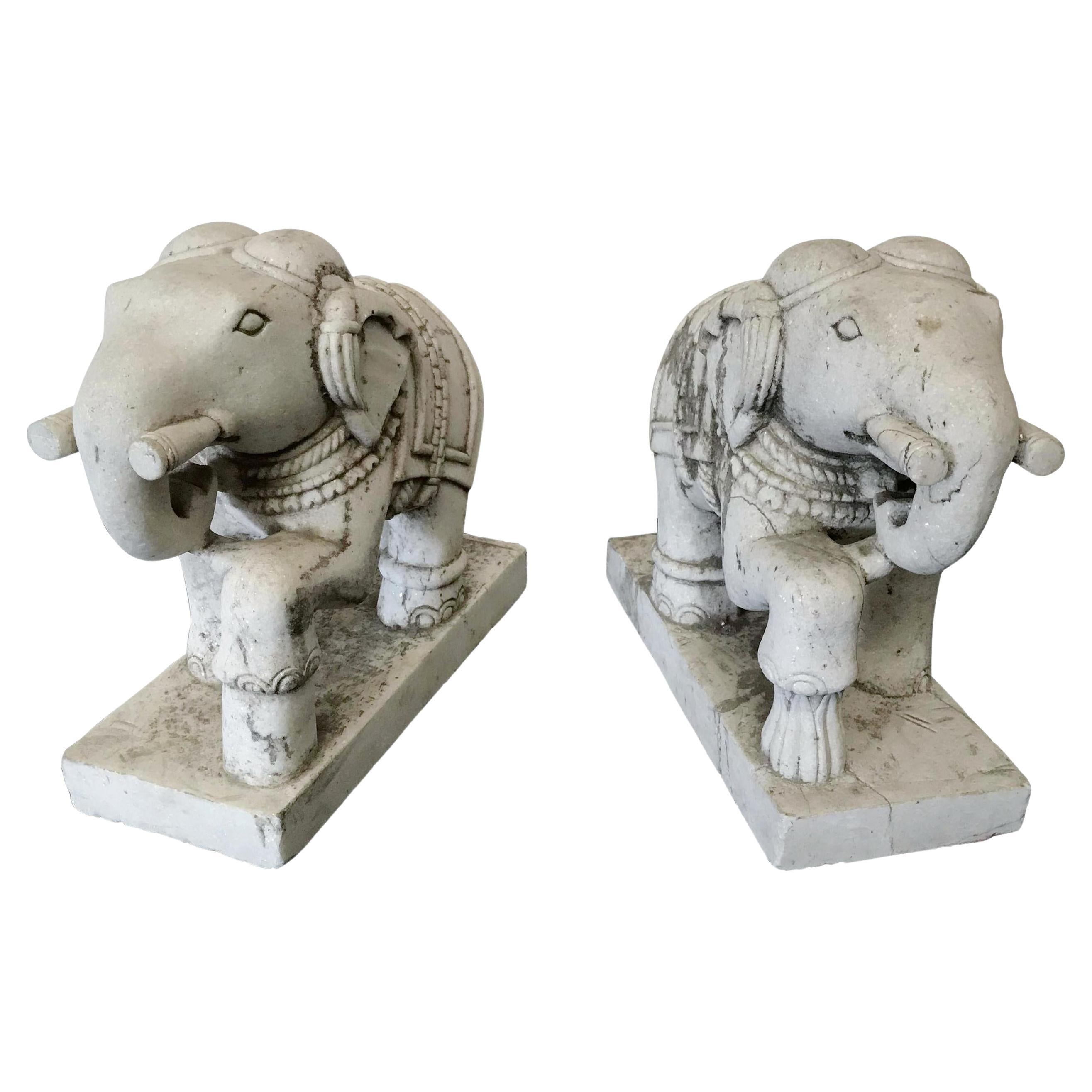 Pair of Stone Elephants For Sale