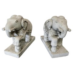 Antique Pair of Stone Elephants