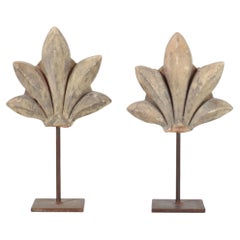 Pair of Stone Fragments on Stand