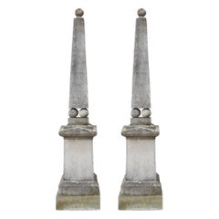 Vintage Pair of Stone Garden Obelisks