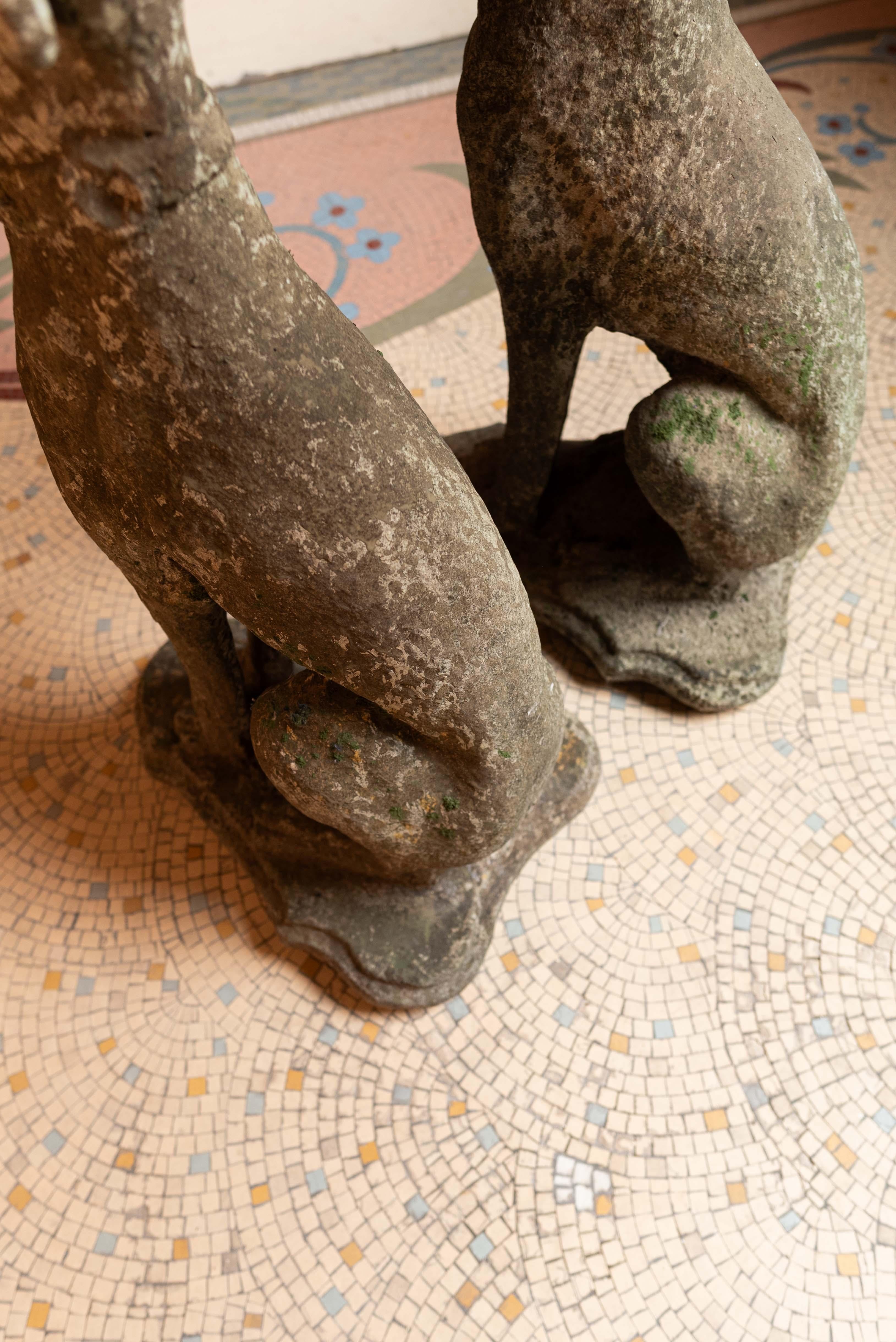 Pair of stone greyhounds with great patina 4