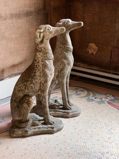 Pair of stone greyhounds with great patina