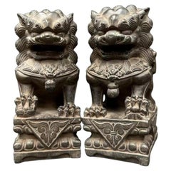 Pair of Stone Guardian Lions – Feng Shui Protection & Wealth Attraction Statues