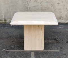 Pair of Stone International Side Tables Travertine Marble Made in Italy