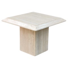 Pair of Stone International Side Tables Travertine Marble Made in Italy
