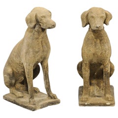 Pair of Stone Labrador Garden Statues