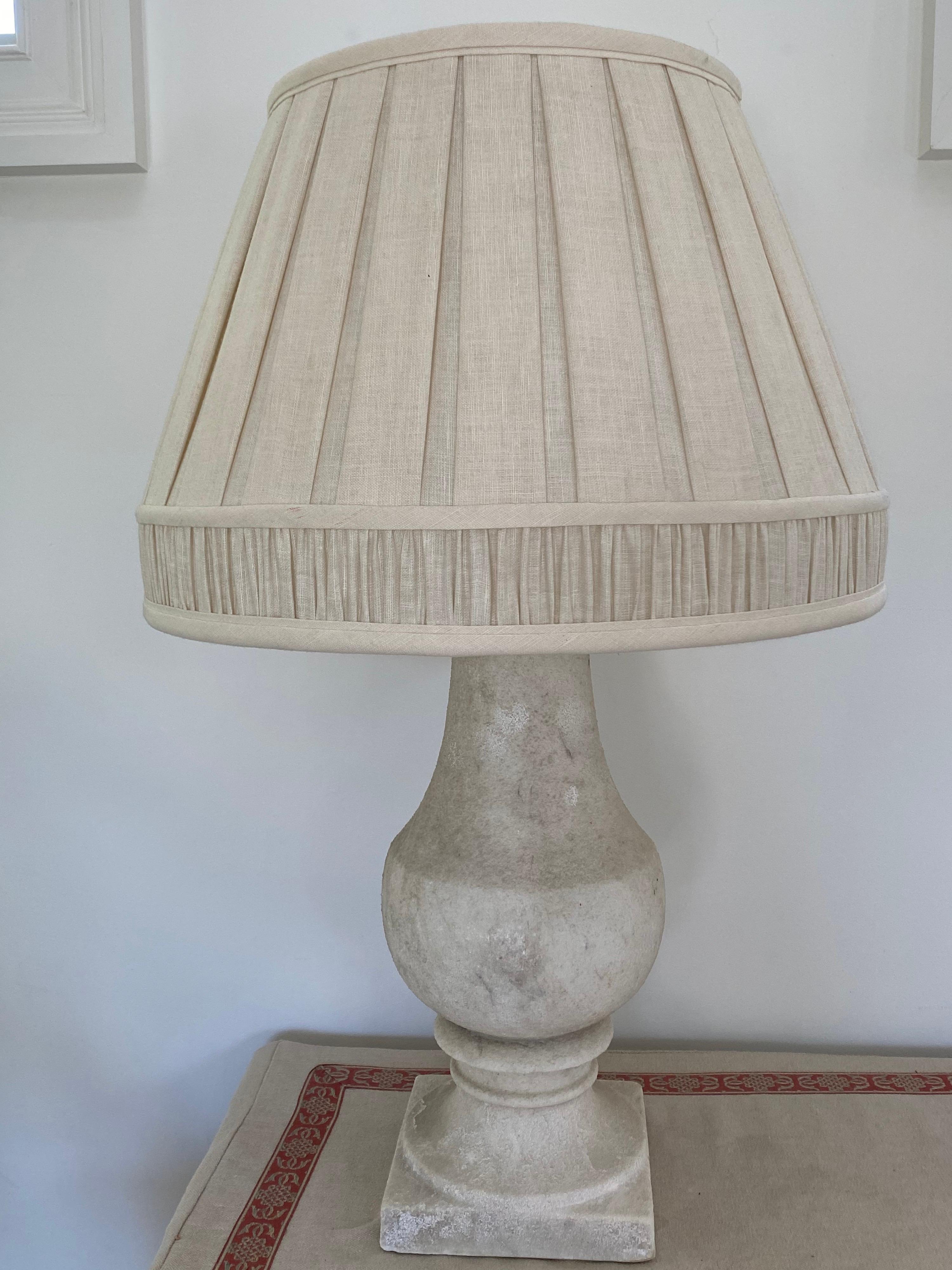 American Pair of Stone Lamps, 20th Century For Sale