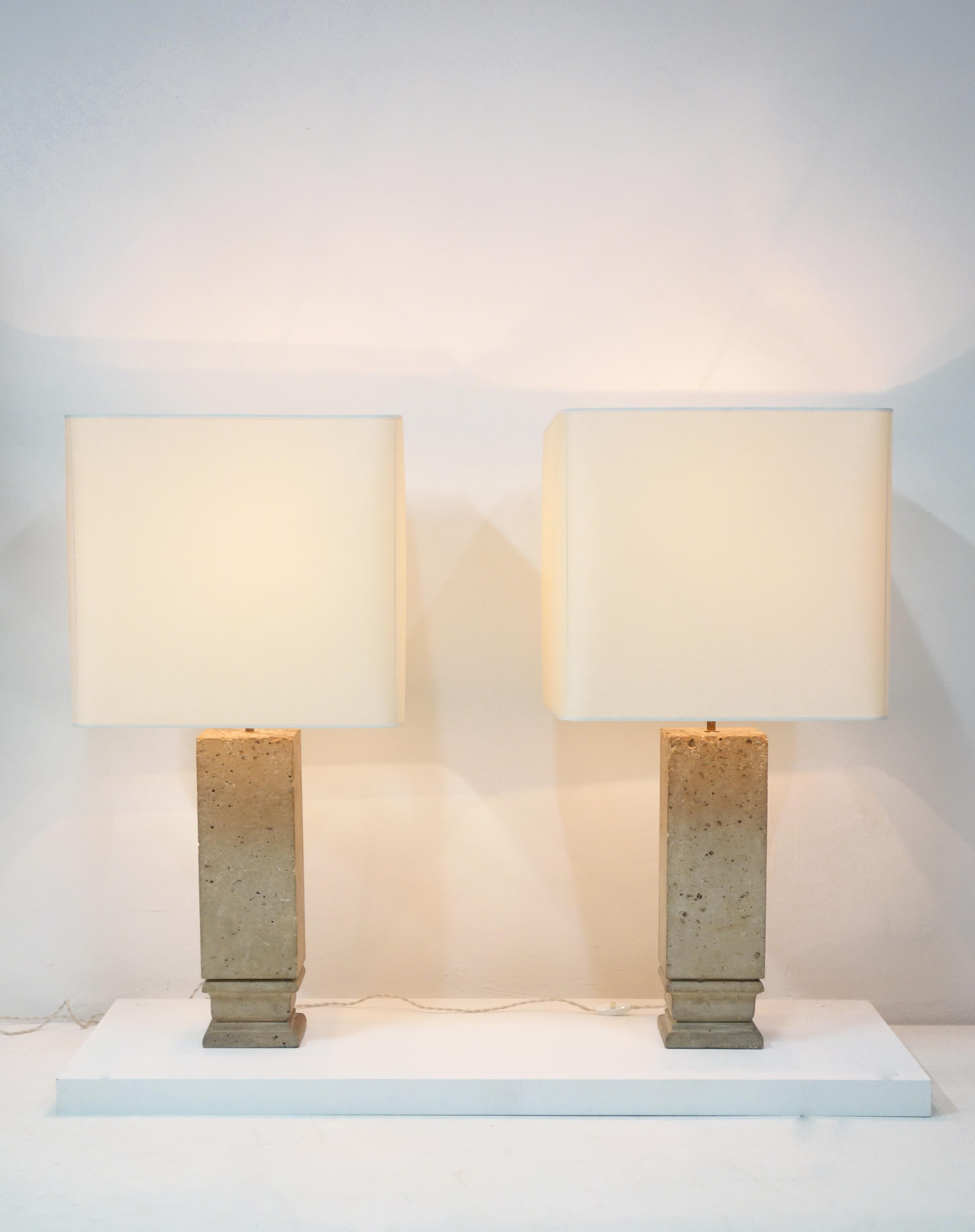 Pair of Stone Lamps by Jean-Charles Moreux, circa 1935 In Good Condition In Paris, FR