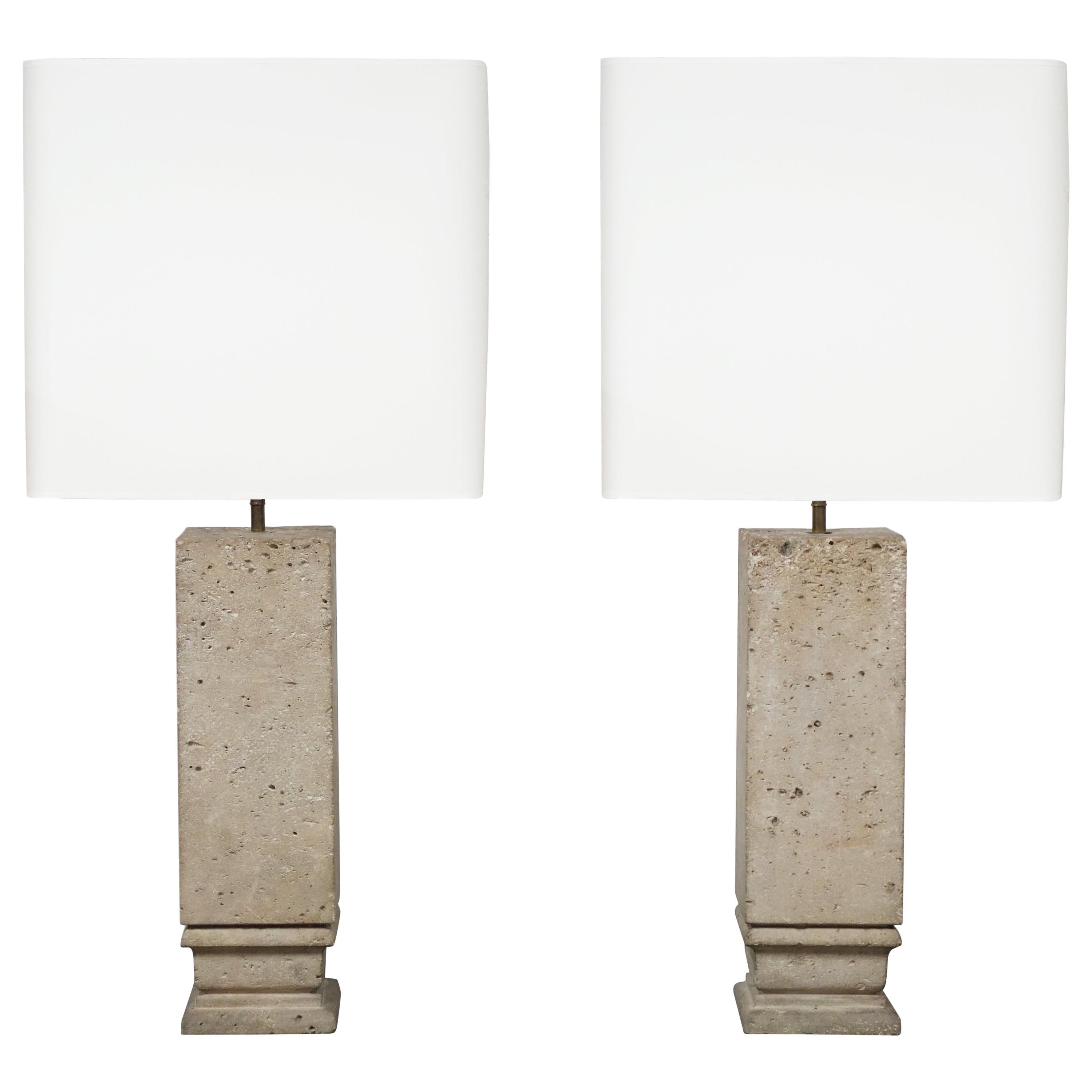 Pair of Stone Lamps by Jean-Charles Moreux, circa 1935