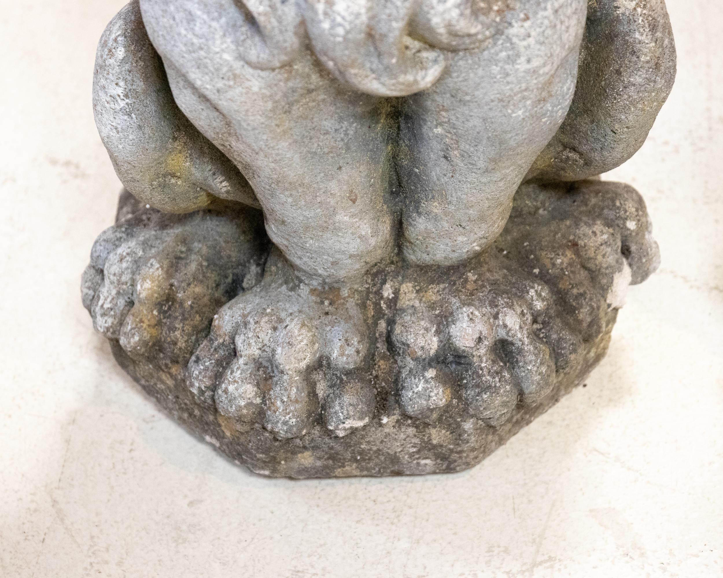 Early 20th Century Pair of Stone Lion Garden Ornaments