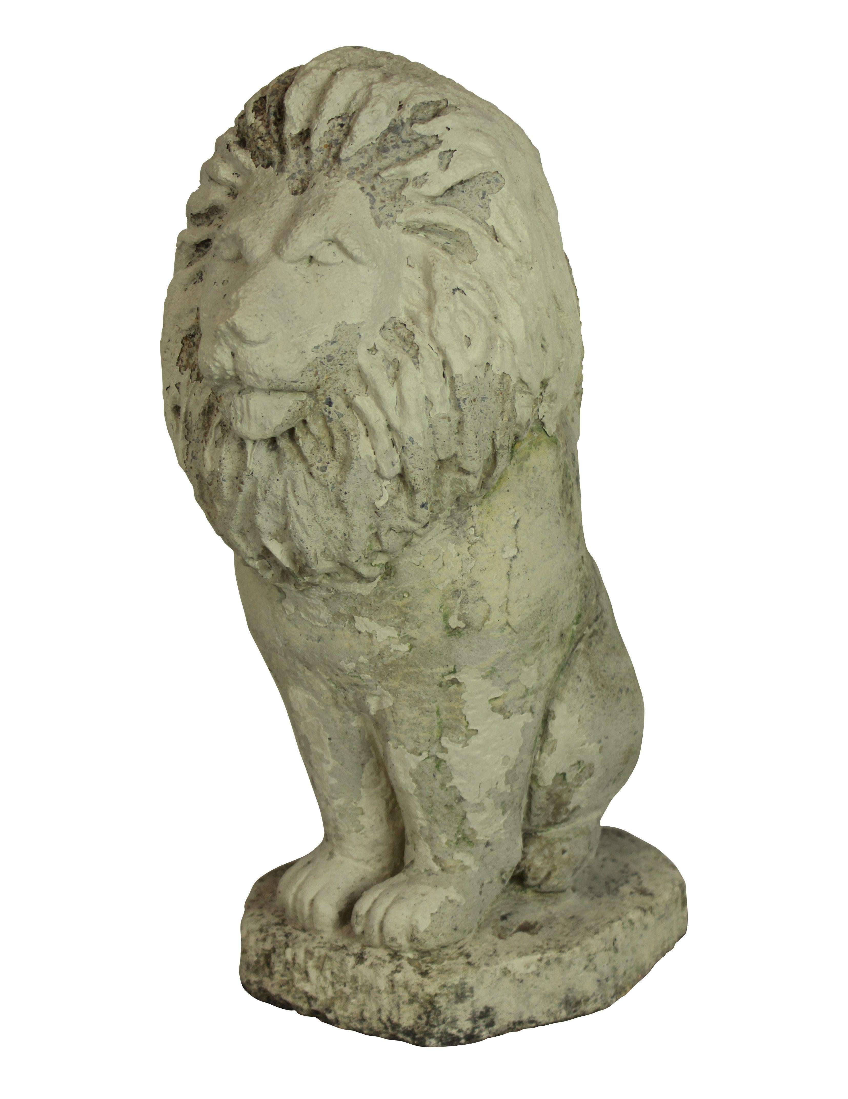 Pair of Stone Lion Lamps In Good Condition In London, GB