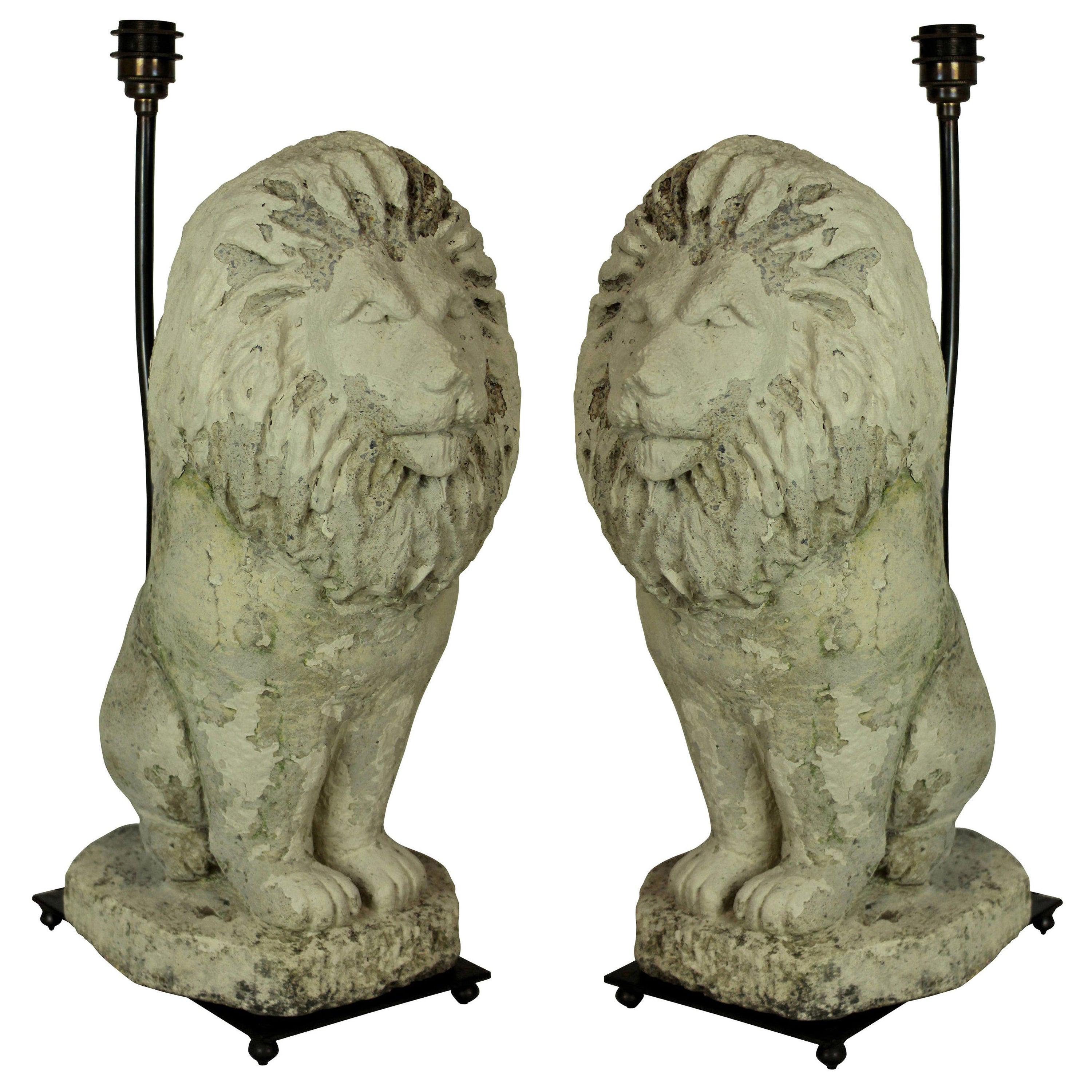 A Pair Of Stone Lamps For Sale at 1stDibs