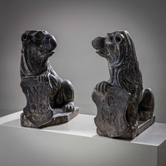 Pair of Stone Lions, dated 1701