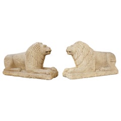 Pair of Stone Lions in the Mesopotamian Style