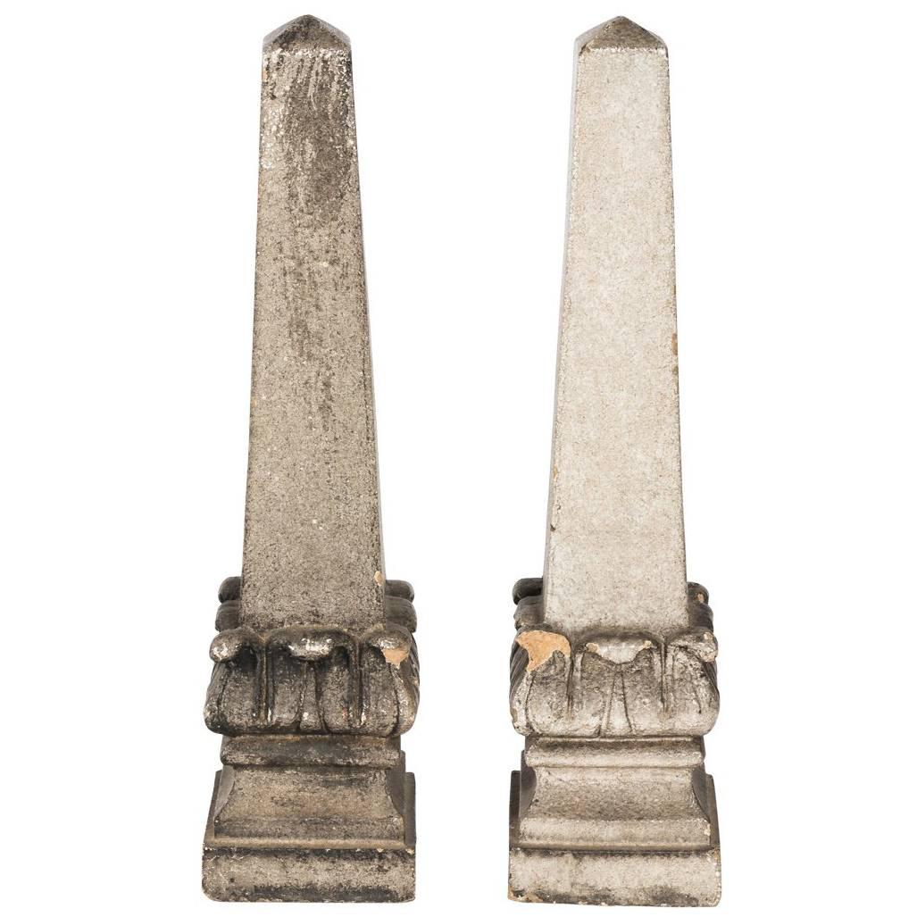 Pair of Stone Obelisks For Sale