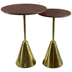 Pair of Stone-R Contemporary Handcrafted Side Tables, Flow Collection