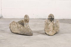 Pair of Stone Swan Planters