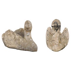 Pair of Stone Swan Planters