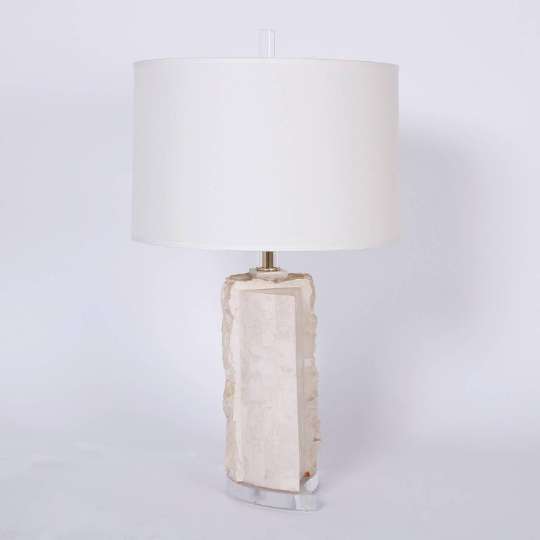 Pair of Stone Table Lamps For Sale at 1stDibs