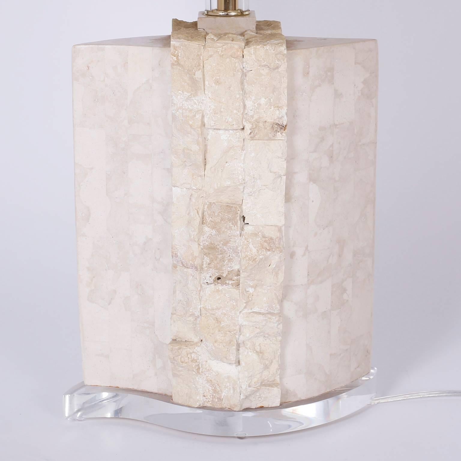 Philippine Pair of Stone Table Lamps For Sale