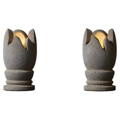 Retro Pair of Stone Table Lamps