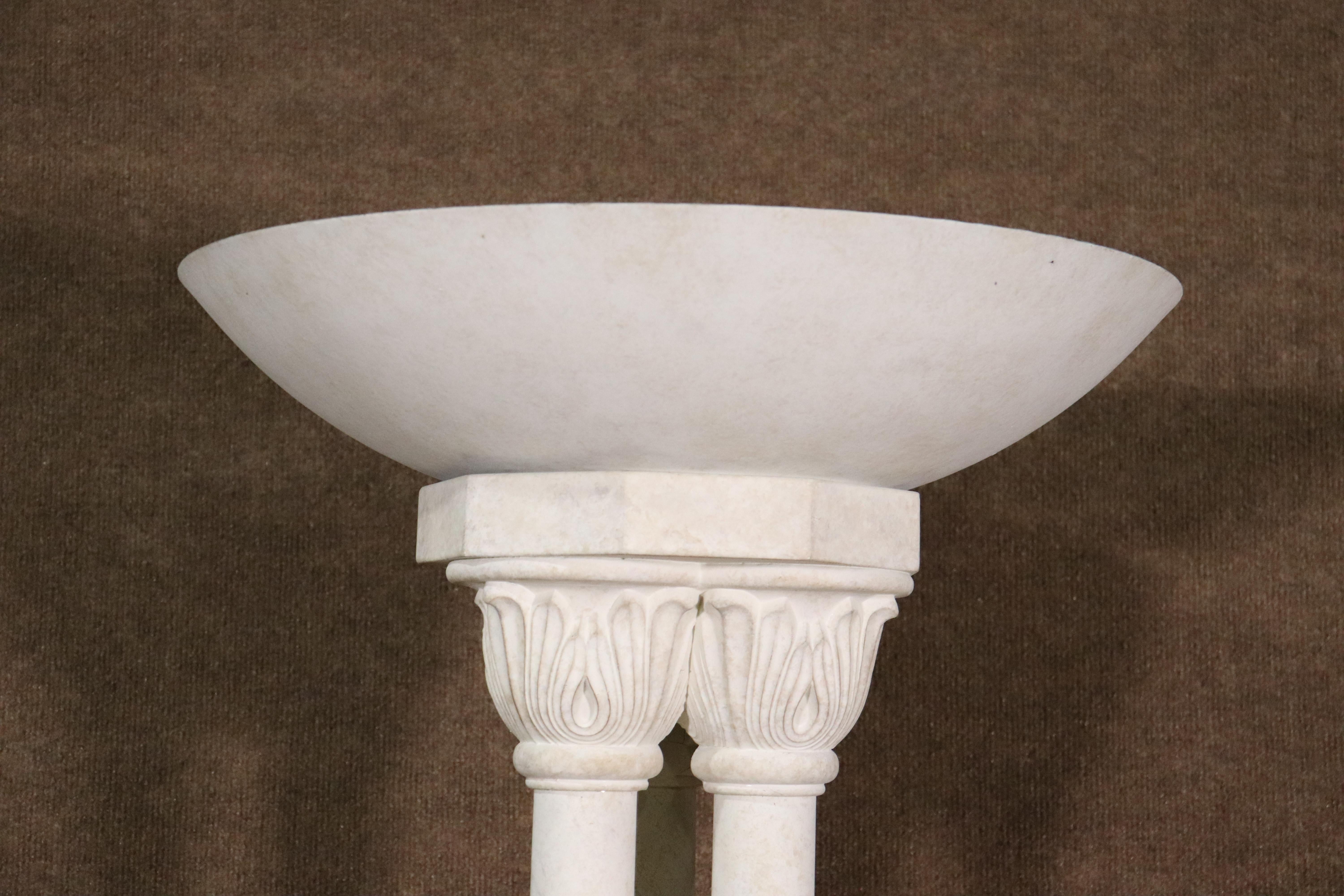 Pair of Stone Torchierre Lamps In Good Condition For Sale In Brooklyn, NY
