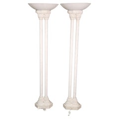 Vintage Pair of Stone Torchierre Lamps