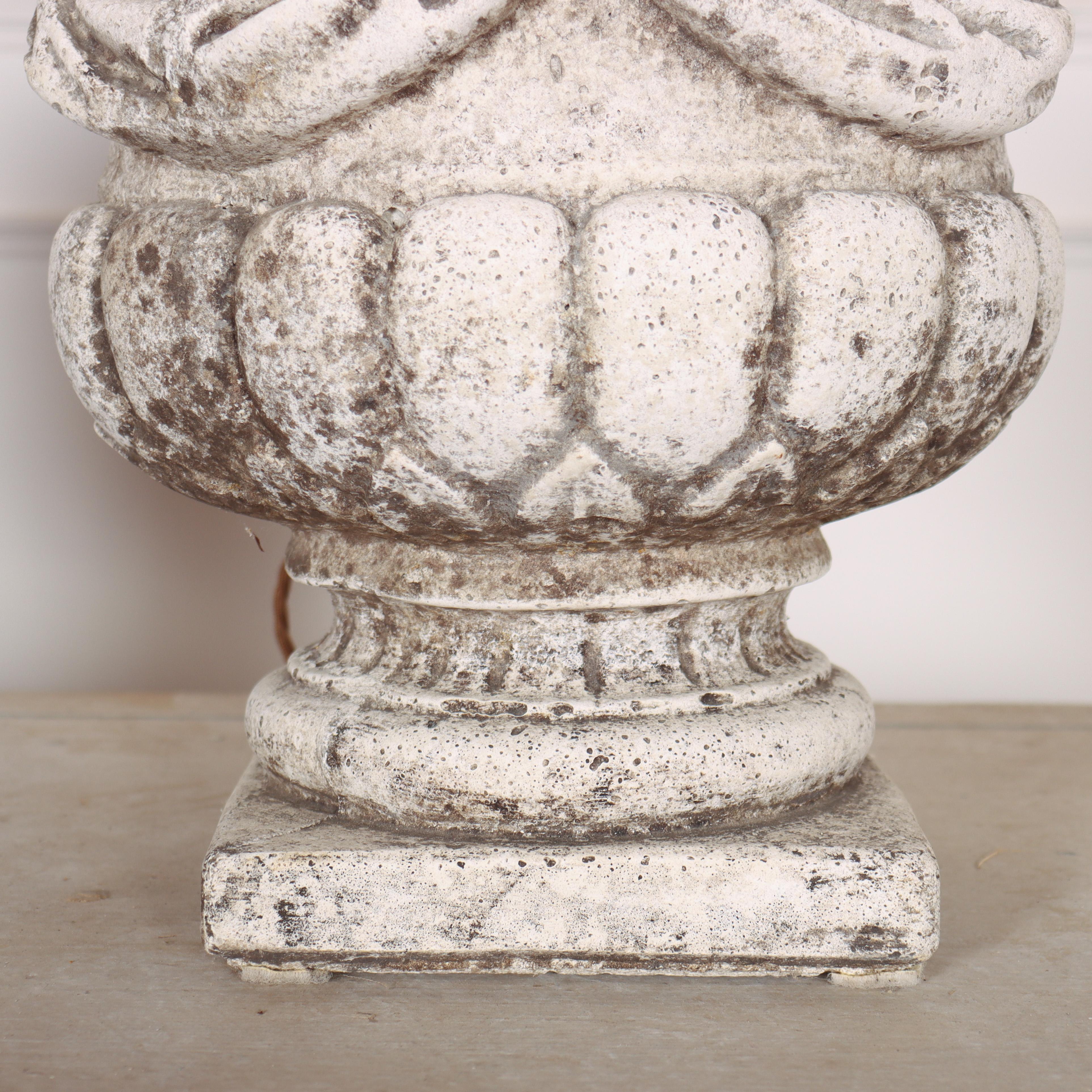 20th Century Pair of Stone Urn Lamps For Sale