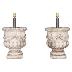 Pair of Stone Urn Lamps