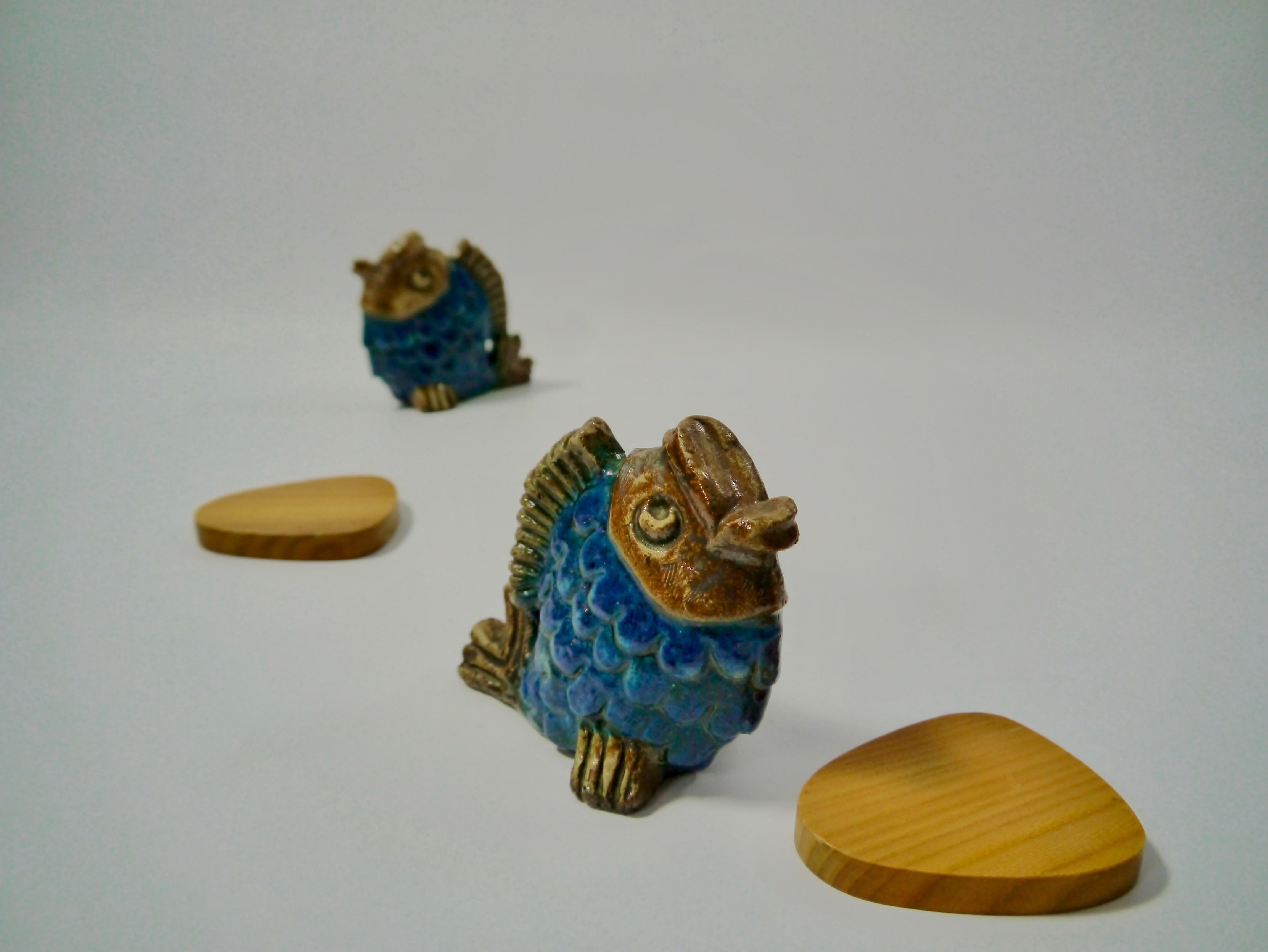 Swedish Pair of Stoneware Fish Figures by Willi Fischer, Sweden, 1970s For Sale