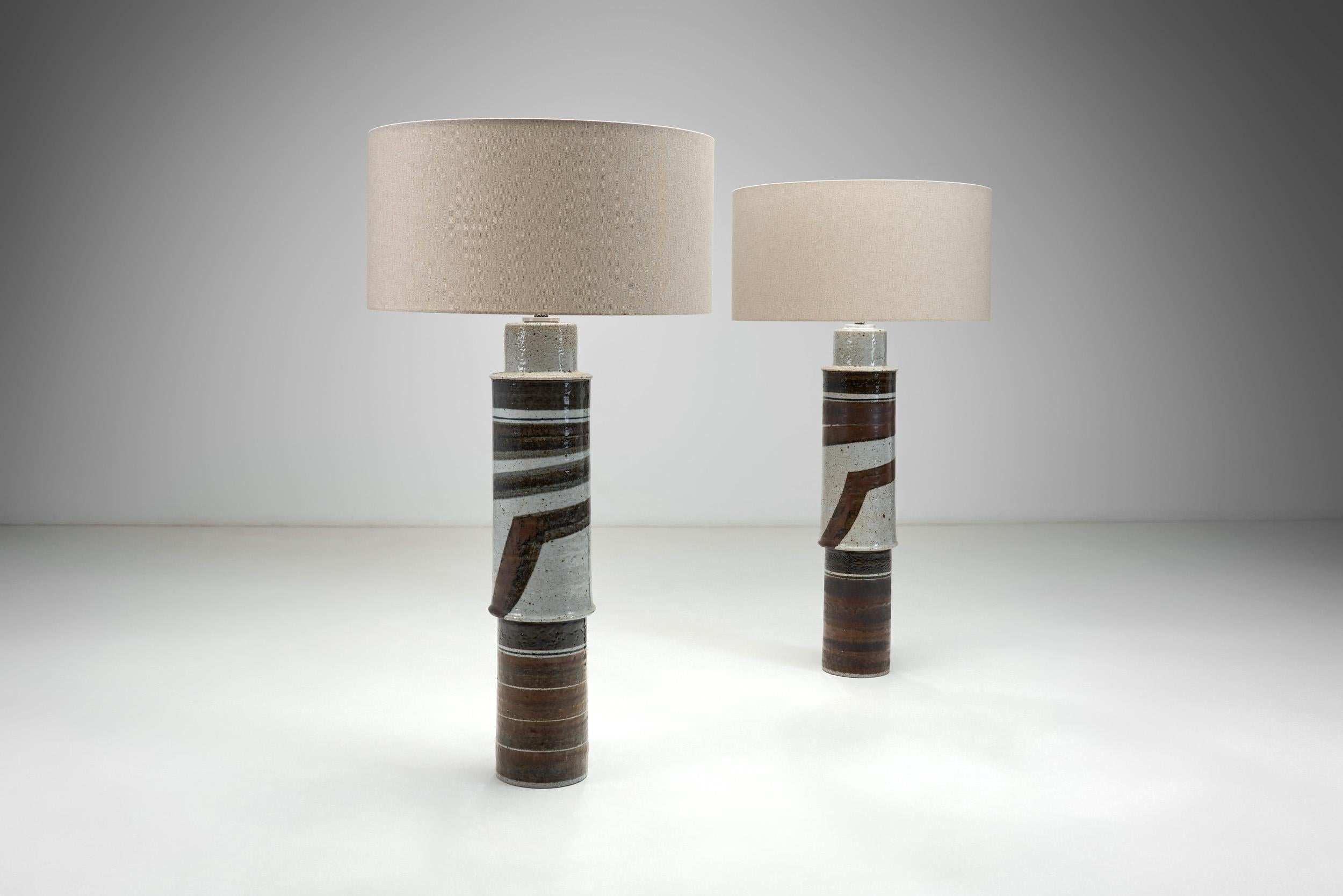 Paar Stehlampen aus Steinzeug von Inger Persson für Rörstrand, Schweden 1960er Jahre im Angebot 1