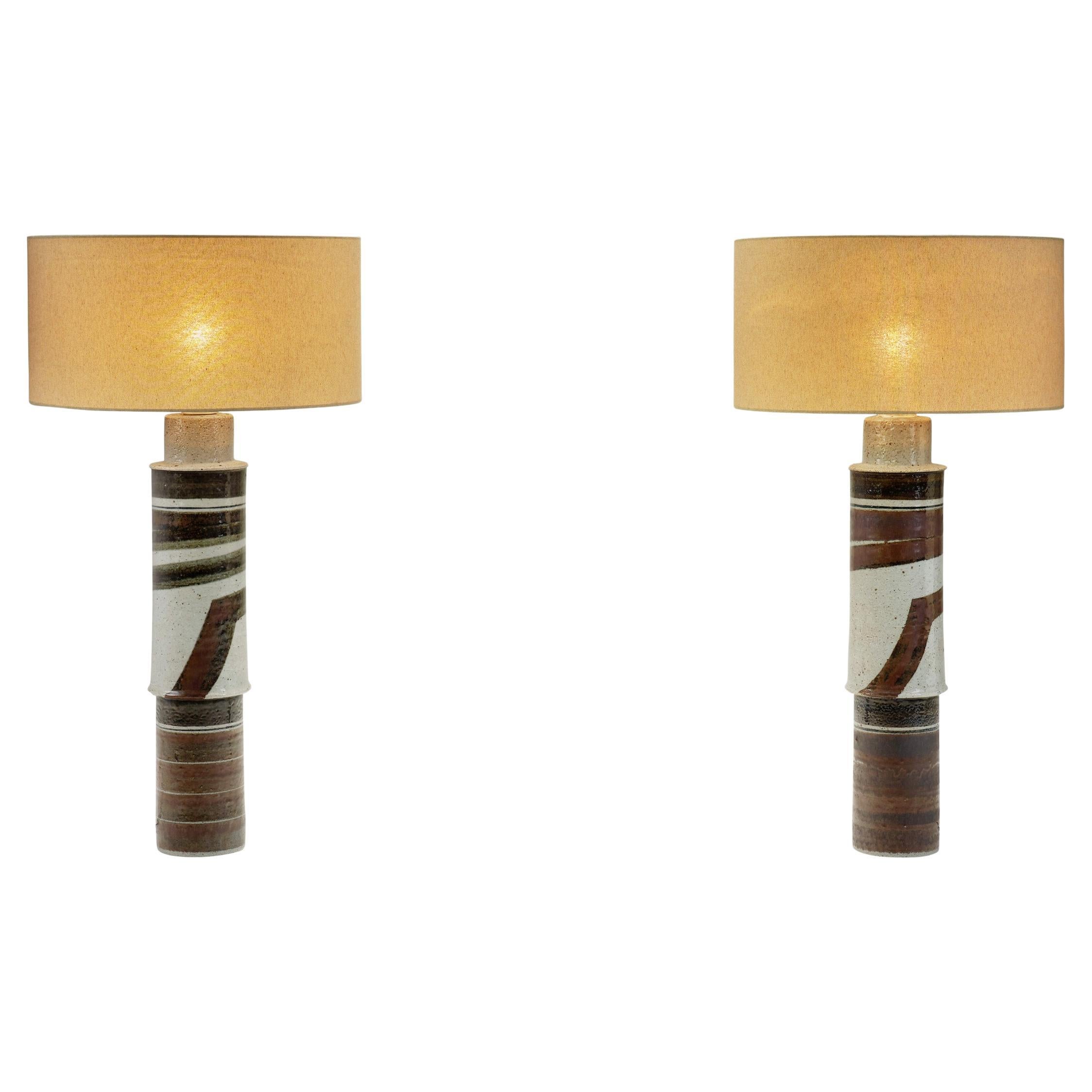 Paar Stehlampen aus Steinzeug von Inger Persson für Rörstrand, Schweden 1960er Jahre im Angebot