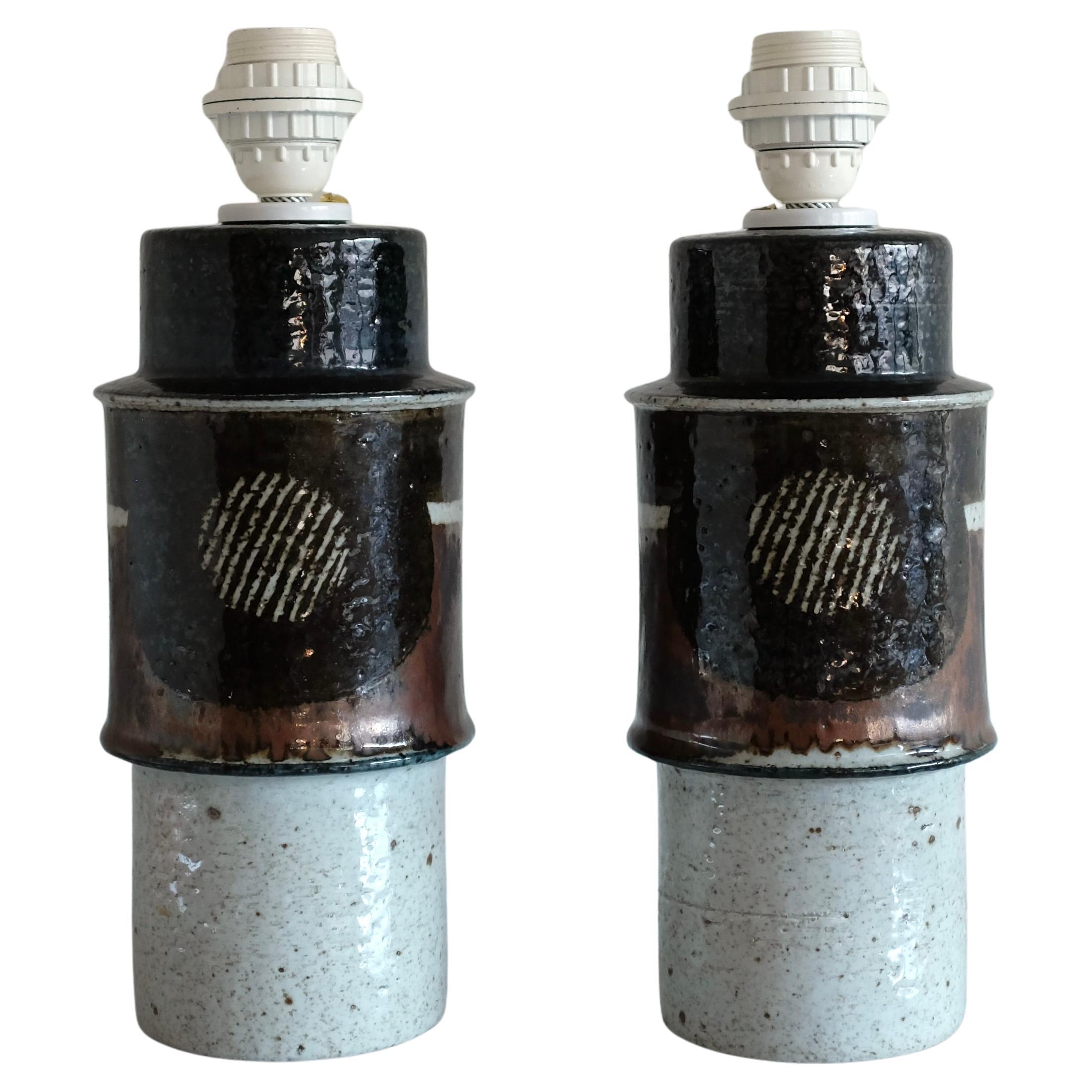 Paire de lampes en grès d'Inger Persson