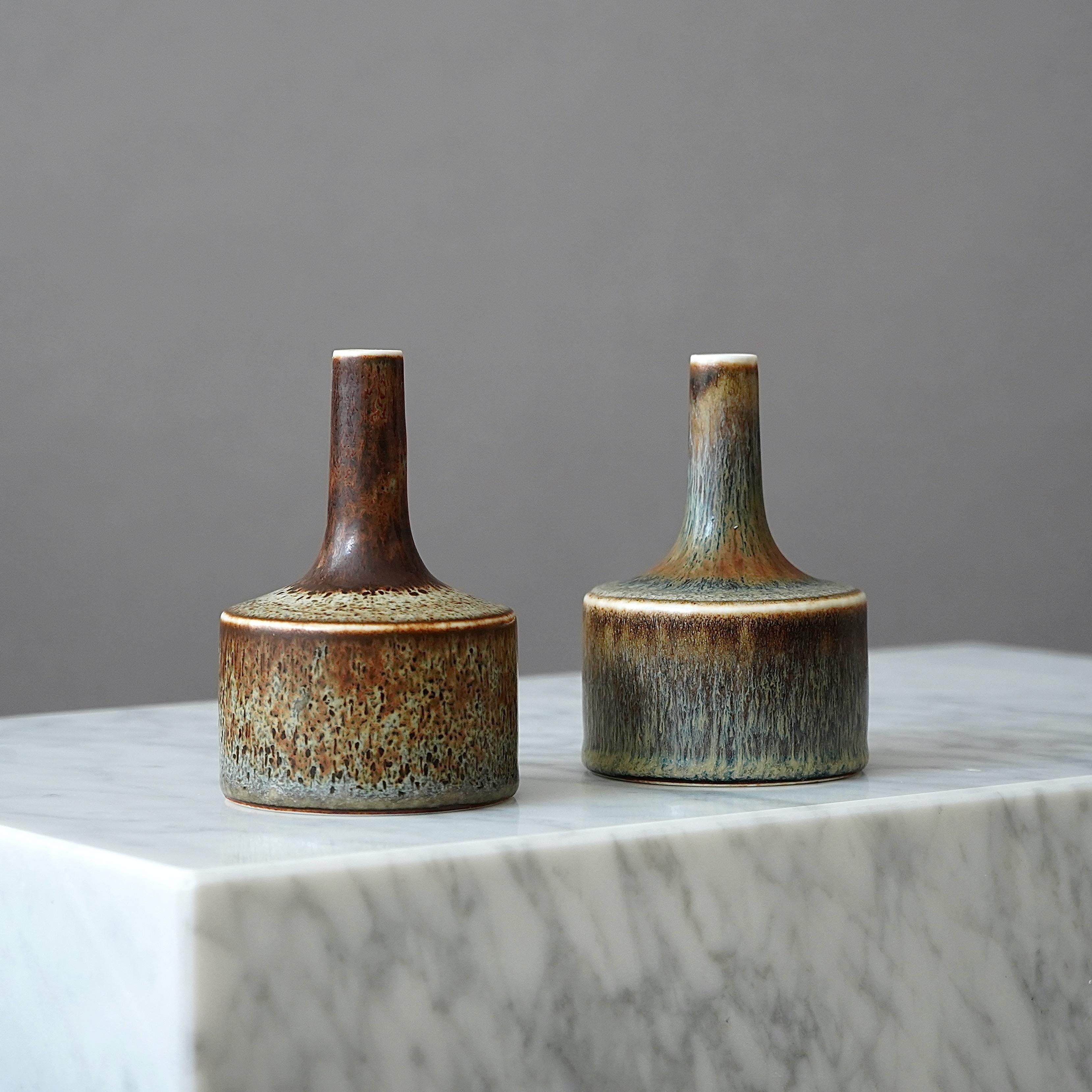 Mid-Century Modern Pair of Stoneware Vases by Carl-Harry Stalhane, Rorstrand, Sweden, 1950s For Sale