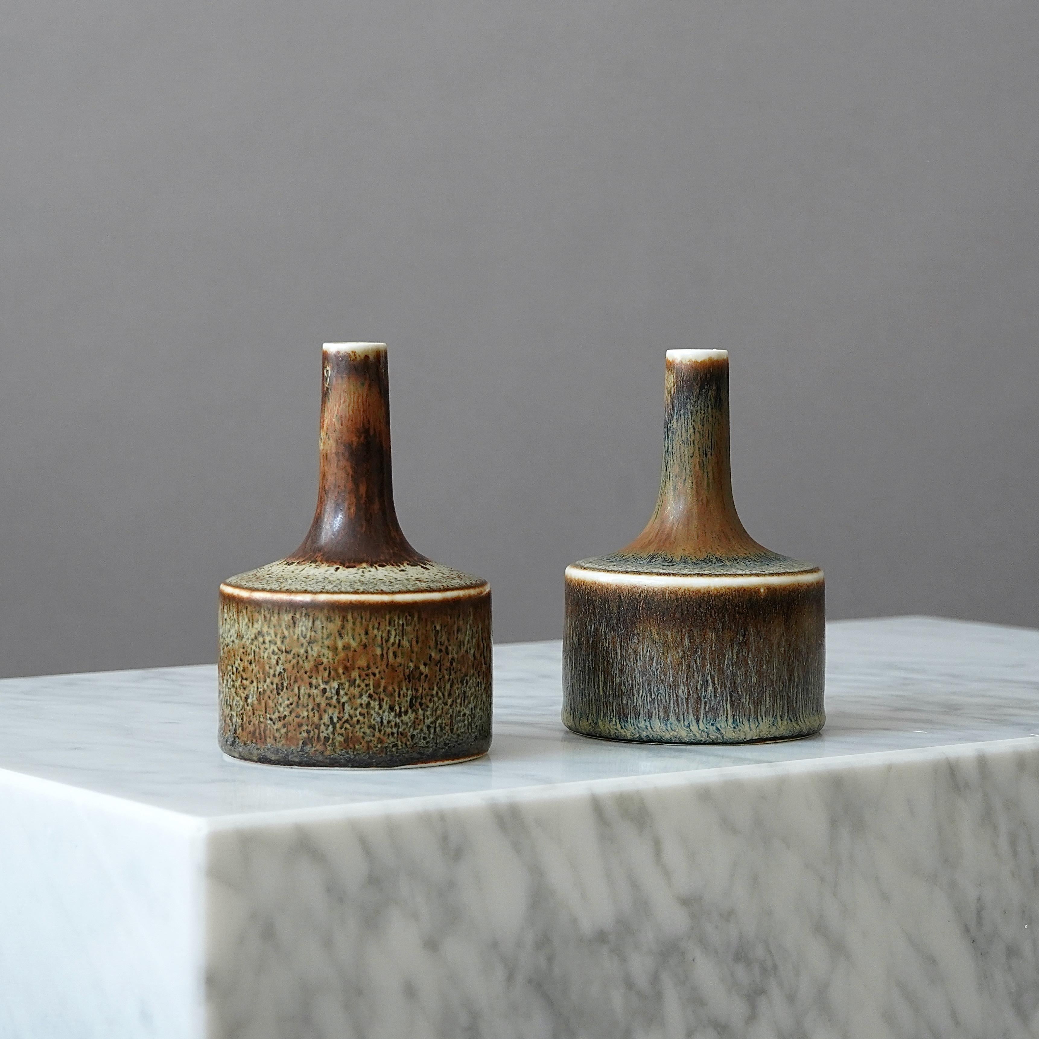 Swedish Pair of Stoneware Vases by Carl-Harry Stalhane, Rorstrand, Sweden, 1950s For Sale