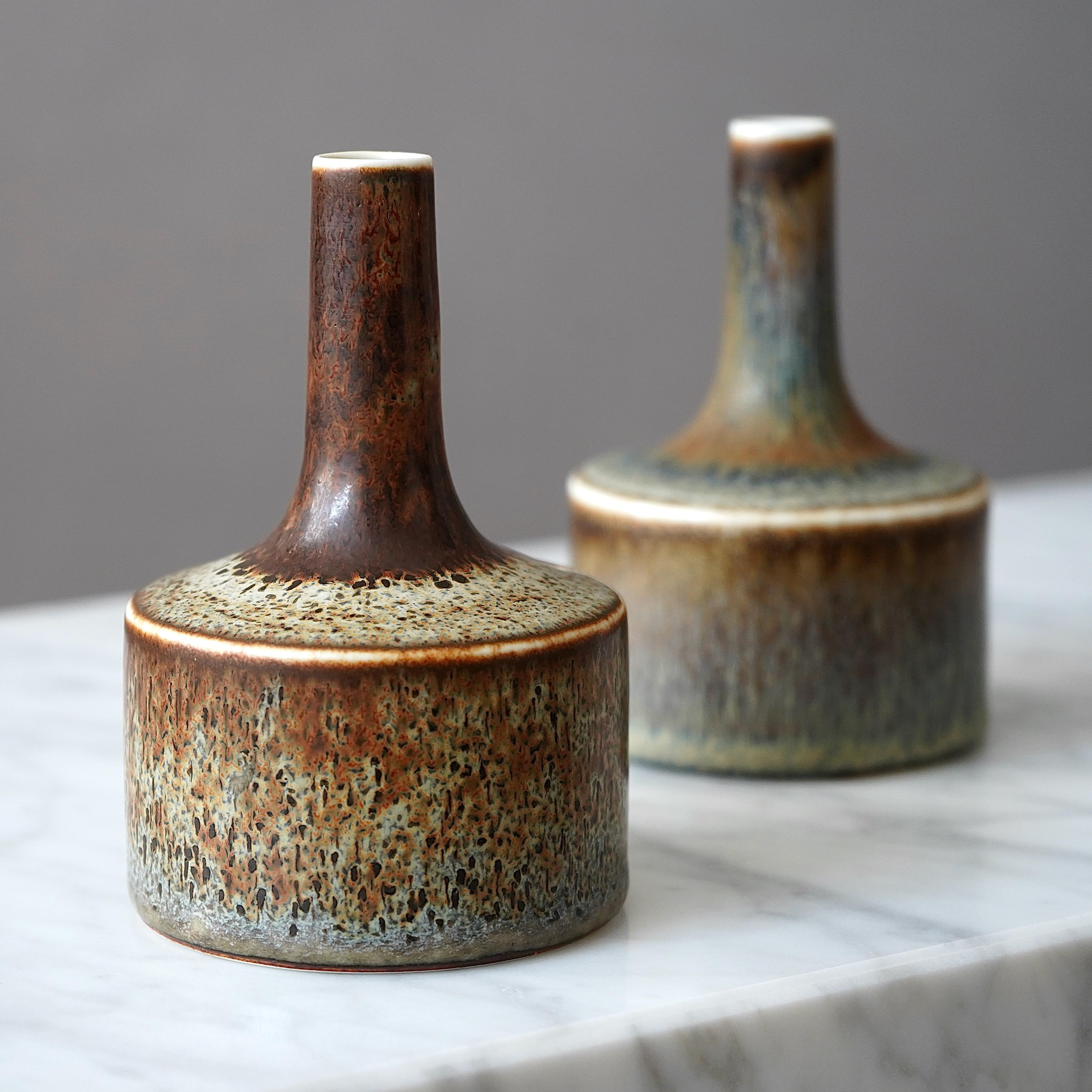 20th Century Pair of Stoneware Vases by Carl-Harry Stalhane, Rorstrand, Sweden, 1950s For Sale