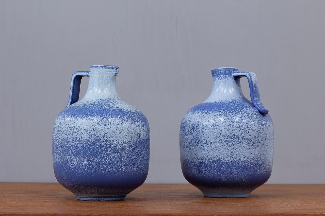 Scandinavian Modern Blue Ceramic Vases by Gunnar Nylund, Sweden In Good Condition In Stockholm, SE