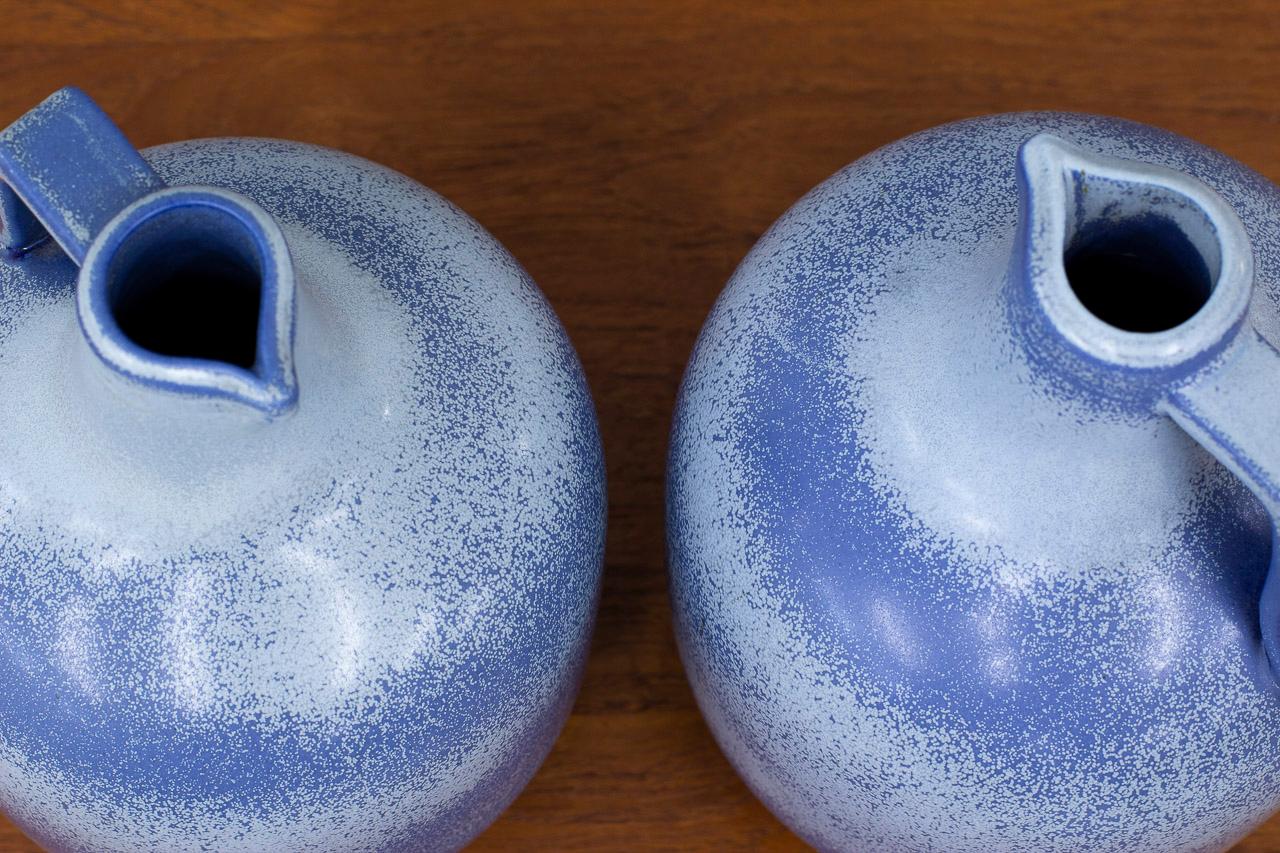 Mid-20th Century Scandinavian Modern Blue Ceramic Vases by Gunnar Nylund, Sweden
