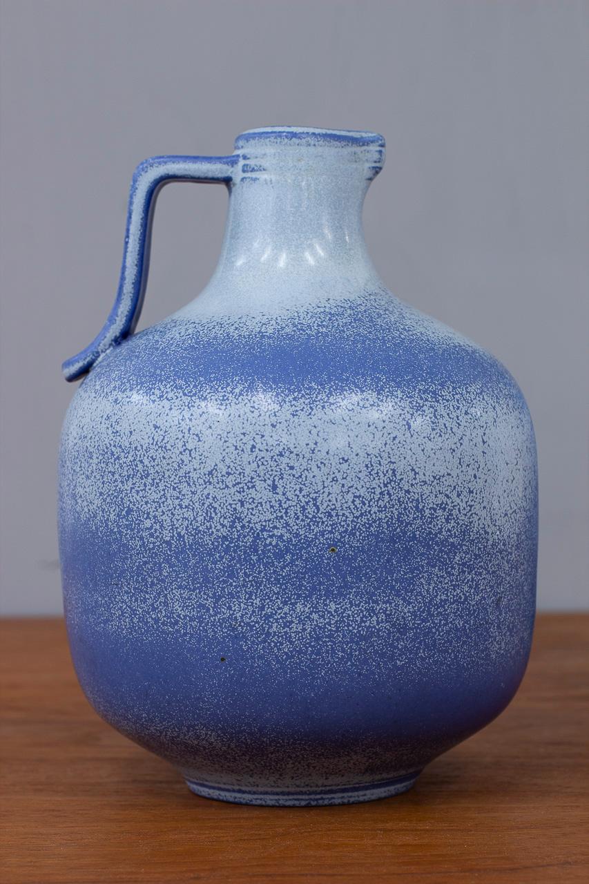 Stoneware Scandinavian Modern Blue Ceramic Vases by Gunnar Nylund, Sweden