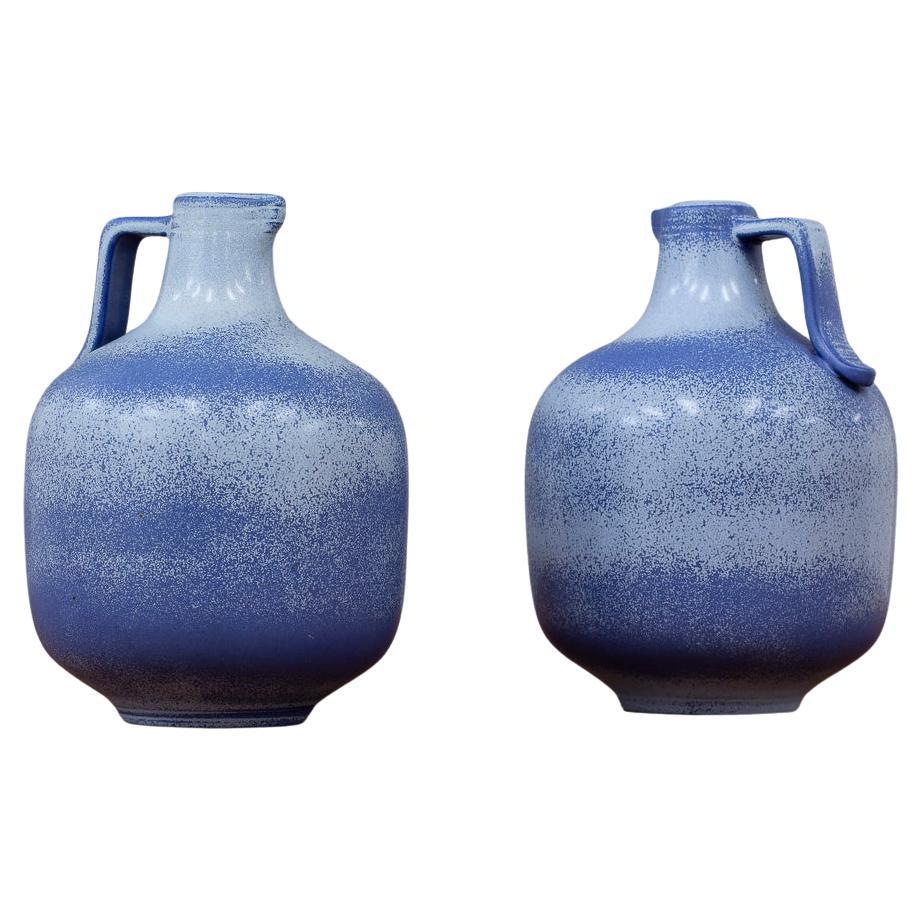 Scandinavian Modern Blue Ceramic Vases by Gunnar Nylund, Sweden