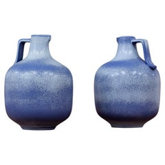 Vintage Scandinavian Modern Blue Ceramic Vases by Gunnar Nylund, Sweden