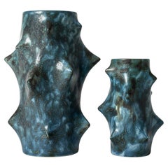 Retro Pair of Stoneware Vases by Knud Basse, Denmark, 1960s