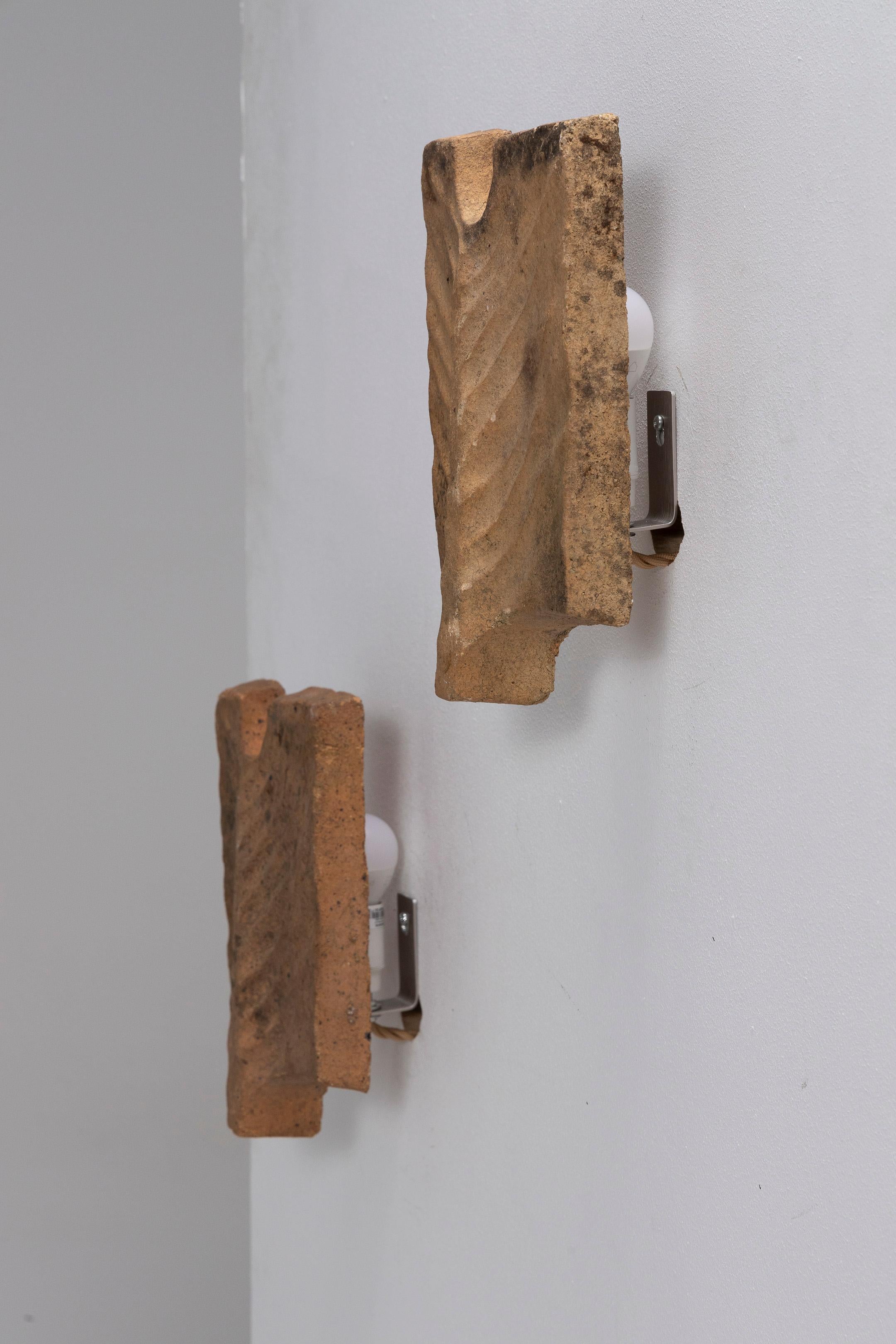 Pair of stoneware wall lights by Georges Jouve 7