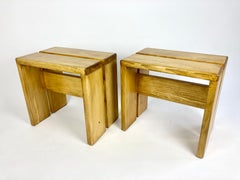 Paire de tabourets/tables d'appoint/petits bancs de Les Arcs, France, Charlotte Perriand