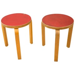 Pair of Stools 60 Designed by Alvar Aalto for Artek, Finland, 1950s
