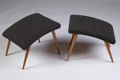 Mid-Century Modern Danish Stools – 1950s Tapered Legs and Upholstered Seats