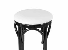 Art Deco Stools, Lacquered Wood & White Leather, Italy, 1970s
