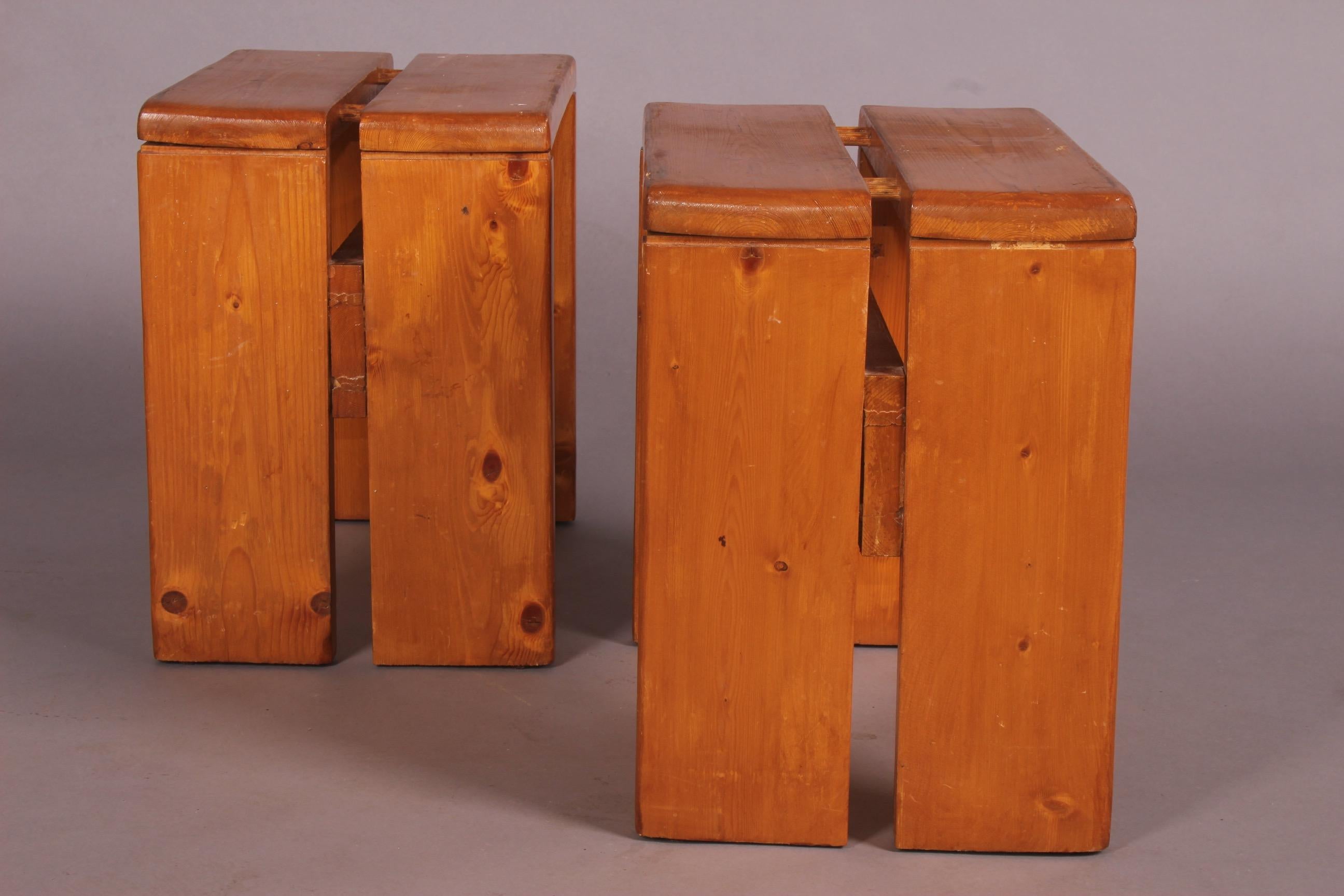 Mid-20th Century Pair of Stools by Charlotte Perriand for Les Arcs